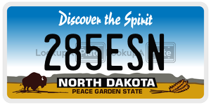 285ESN  license plate in ND