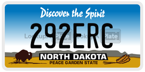 292ERC  license plate in ND