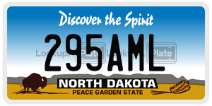 295AML  license plate in ND