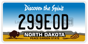 299EOD  license plate in ND