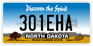 301EHA  license plate in ND