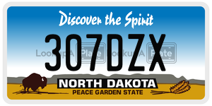 307DZX  license plate in ND