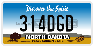 314DGD  license plate in ND