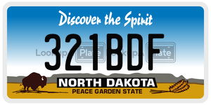 321BDF  license plate in ND