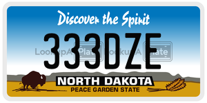 333DZE  license plate in ND