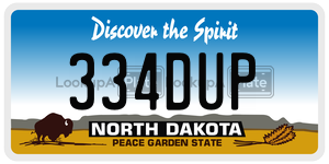 334DUP  license plate in ND