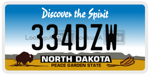334DZW  license plate in ND