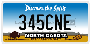 345CNE  license plate in ND