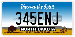 345ENJ  license plate in ND