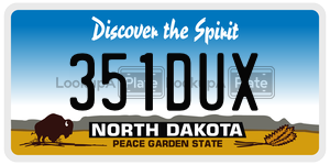 351DUX  license plate in ND