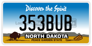 353BUB  license plate in ND