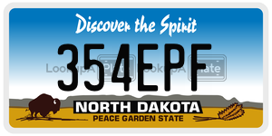 354EPF  license plate in ND
