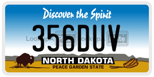 356DUV license plate in North Dakota