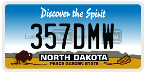 357DMW license plate in North Dakota
