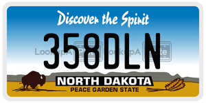 358DLN  license plate in ND