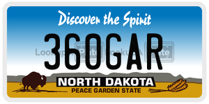 360GAR  license plate in ND