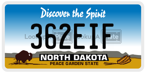 362EIF  license plate in ND