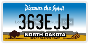 363EJJ  license plate in ND