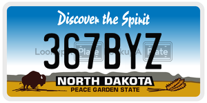 367BYZ  license plate in ND