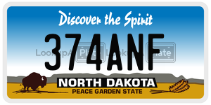 374ANF  license plate in ND