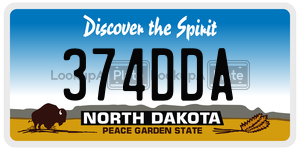 374DDA  license plate in ND