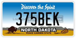 375BEK  license plate in ND