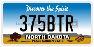 375BTR license plate in North Dakota