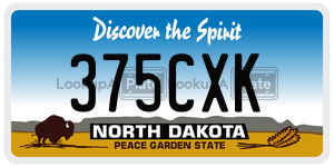375CXK license plate in North Dakota