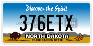 376ETX  license plate in ND