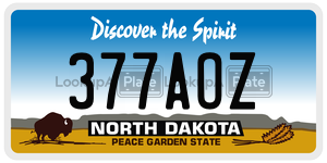 377AOZ  license plate in ND