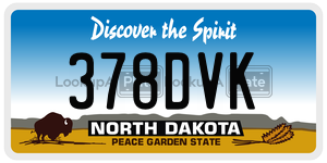378DVK  license plate in ND