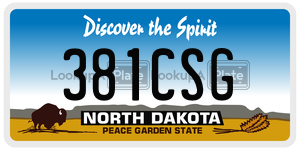 381CSG  license plate in ND