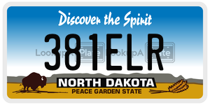 381ELR  license plate in ND