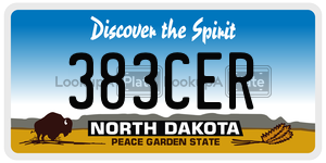 383CER  license plate in ND