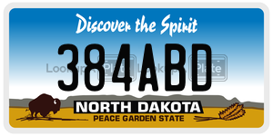 384ABD  license plate in ND