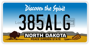 385ALG  license plate in ND