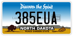 385EUA  license plate in ND