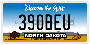 390BEU  license plate in ND
