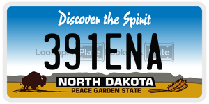 391ENA license plate in North Dakota