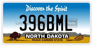 396BML  license plate in ND
