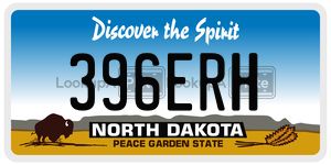 396ERH  license plate in ND