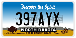 397AYX  license plate in ND
