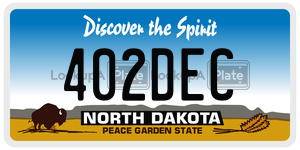 402DEC  license plate in ND