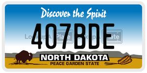 407BDE license plate in North Dakota