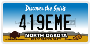 419EME  license plate in ND