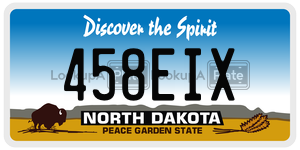 458EIX license plate in North Dakota