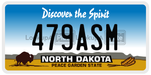 479ASM license plate in North Dakota