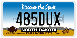 485DUX license plate in North Dakota