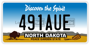 491AUE  license plate in ND