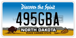 495GBA  license plate in ND